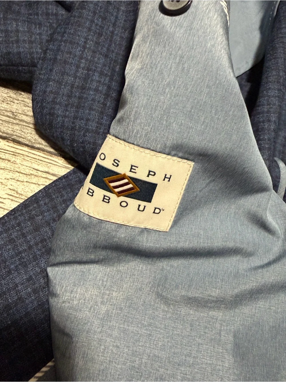 Joseph Abboud Modern 100% Virgin Wool Plaid Blazer 46R Blue Lanificio Di Pray